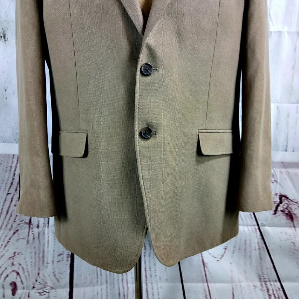 Chaps 44R 2 Button Tan Beige Birdseye Suit Blazer Sports Coat